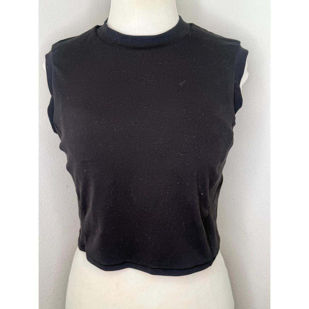 Lululemon Top LLL Diamond cutout Black Cropped Sleeveless Minimalist Modern - Picture 3 of 7